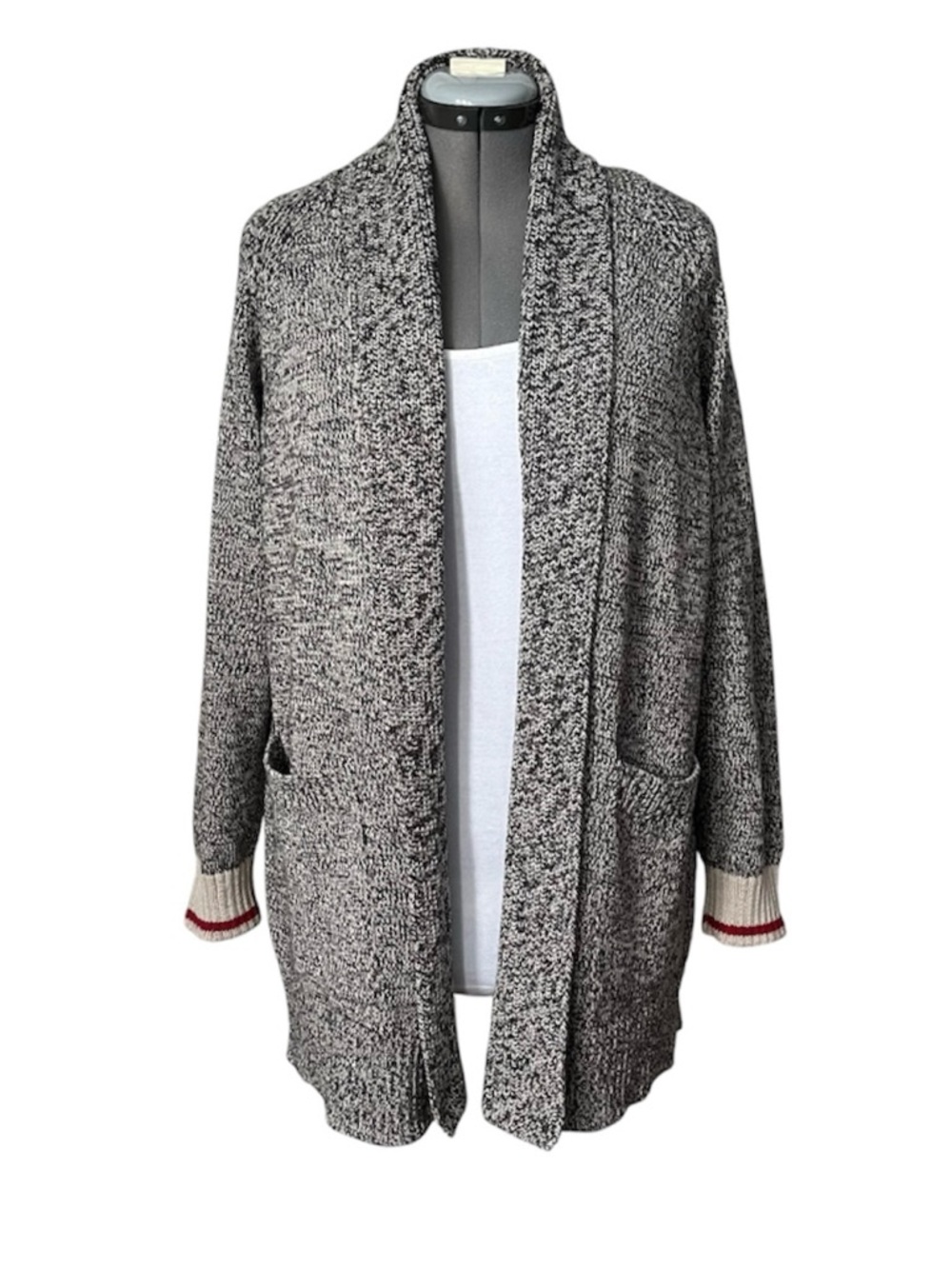 Roots Cabin cotton blend open front cardigan S